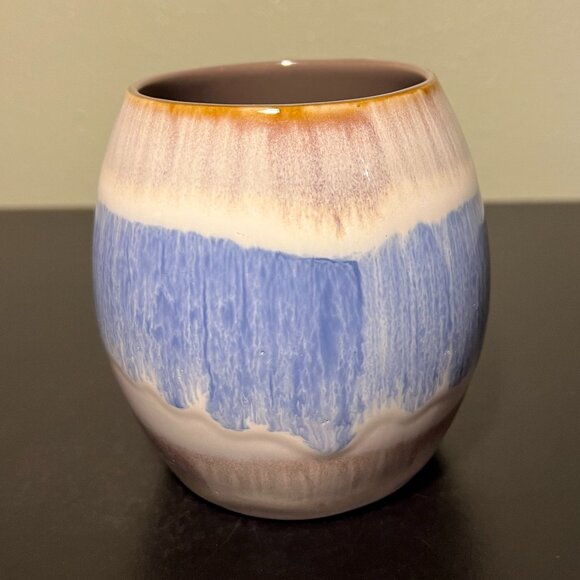 MY CAFE Handcrafted Barrel-Shaped Jumbo Drip Glaze Mug in Blue, Gray & White - Picture 9 of 16